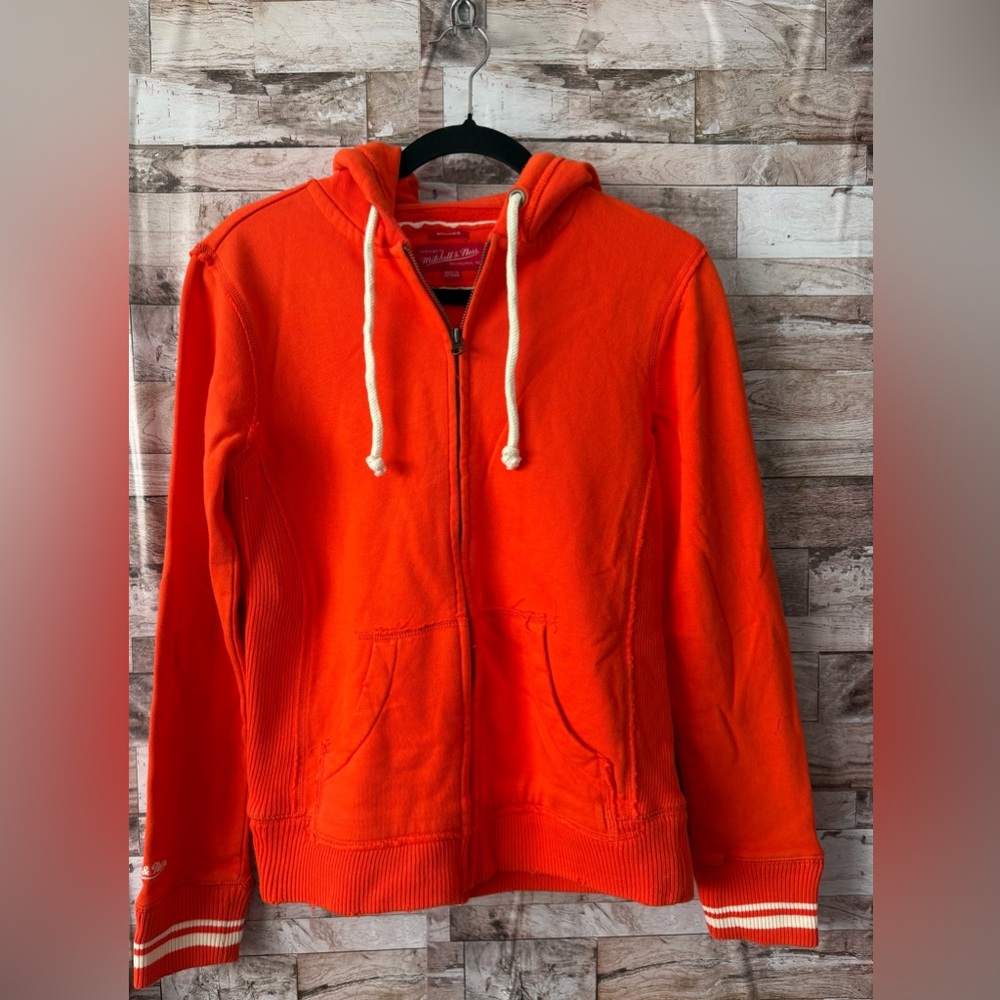 New Mitchell & Ness Women’s Orange Zip Up Hoodie